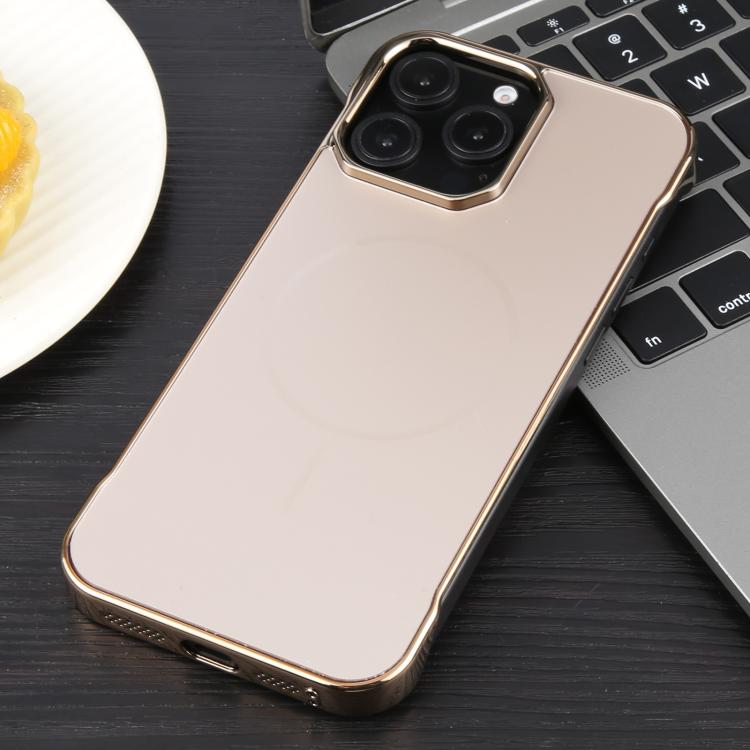 For iPhone 15 Pro Max Electroplating Frameless Frosted Anti-Glare PC MagSafe Phone Case(Desert Gold) - free shipping - PMC TechLife - Order now!