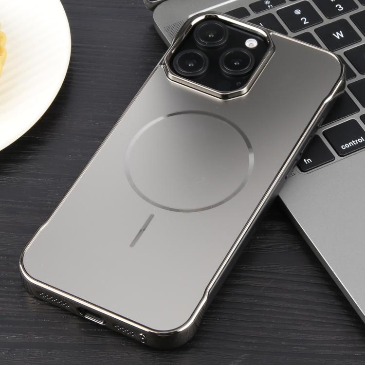 For iPhone 15 Pro Max Electroplating Frameless Frosted Anti-Glare PC MagSafe Phone Case(Titanium Gray) - free shipping - PMC TechLife - Order now!