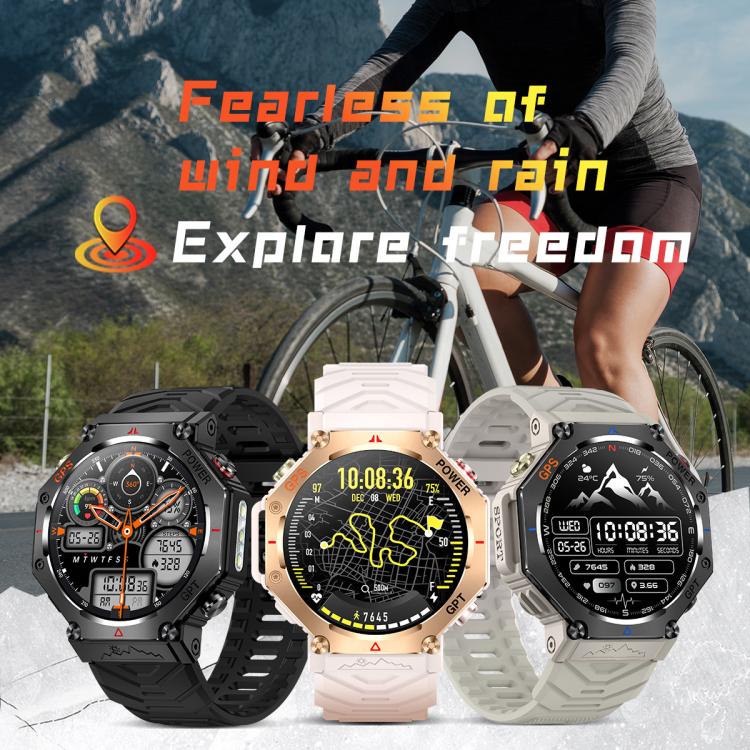 KC91 1.39 inch IPS Screen 3ATM Outdoor GPS Smart Watch with Flashlight(Camouflage) - Smart Watches by PMC TechLife | Online Shopping South Africa | PMC TechLife | Buy Now Pay Later Mobicred
