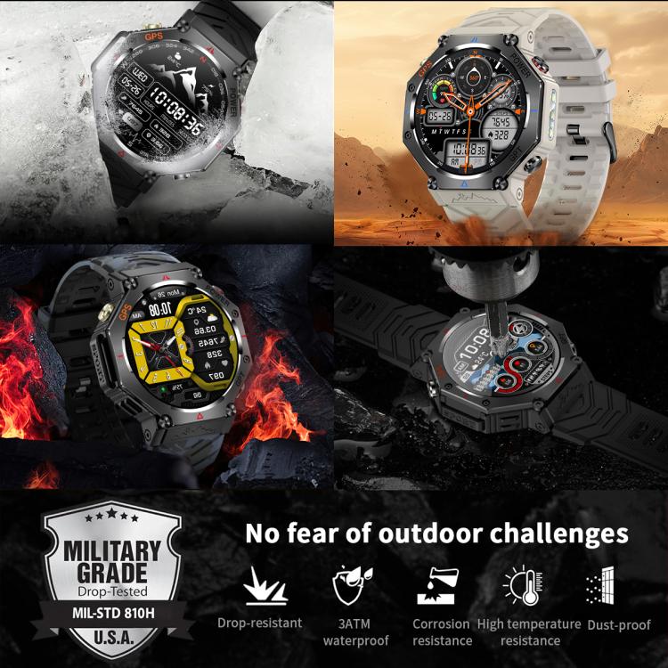 KC91 1.39 inch IPS Screen 3ATM Outdoor GPS Smart Watch with Flashlight(Black) - Smart Watches by PMC TechLife | Online Shopping South Africa | PMC TechLife | Buy Now Pay Later Mobicred