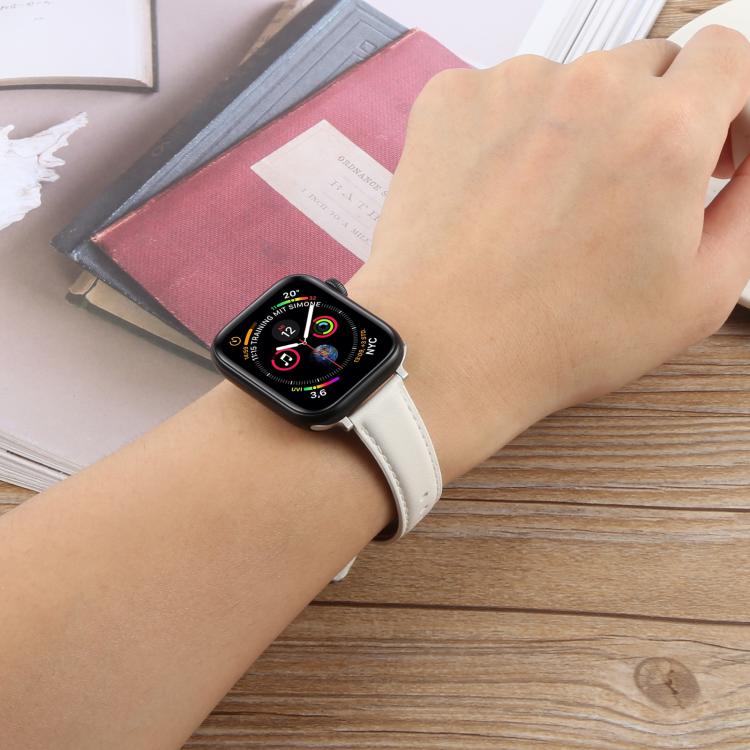 For Apple Watch 42mm / 41mm / 40mm / 38mm Silk Microfiber Leather Watch Band(White) - Watch Bands by PMC TechLife | Online Shopping South Africa | PMC TechLife | Buy Now Pay Later Mobicred
