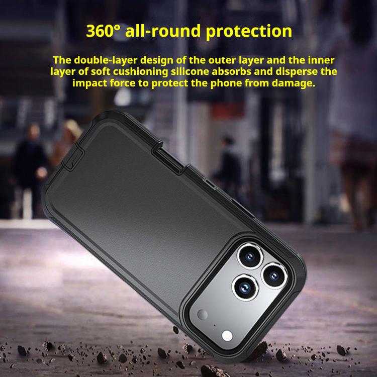 For iPhone 17 Pro Kalebol Shockproof PC Hybrid TPU Phone Case with Back Clip(Black) - free shipping - PMC TechLife - Order now!