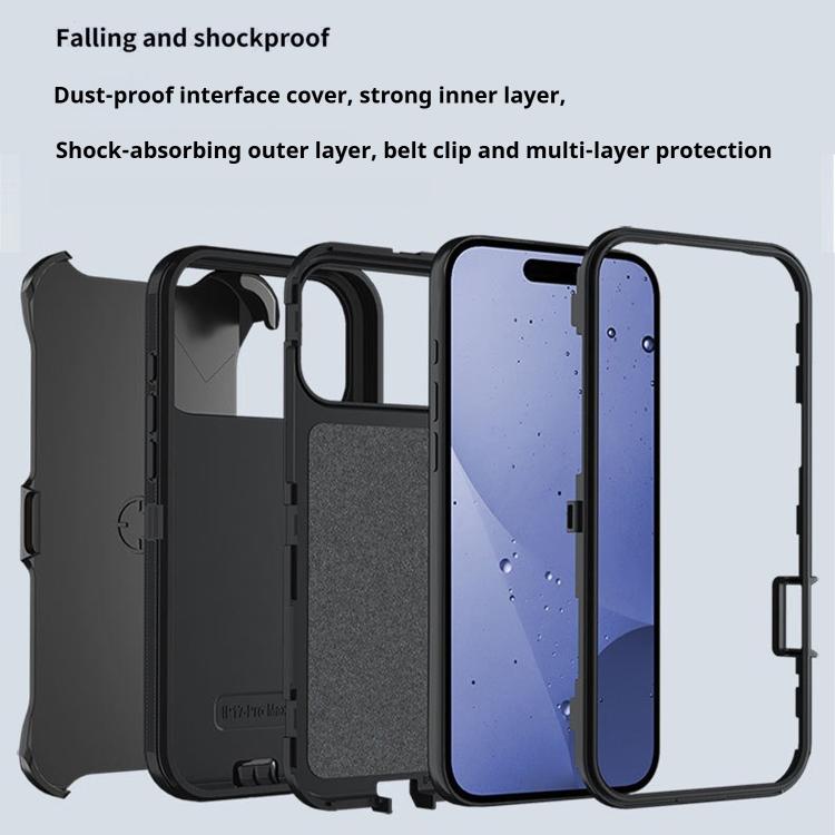 For iPhone 17 Air Kalebol Shockproof PC Hybrid TPU Phone Case with Back Clip(Black) - free shipping - PMC TechLife - Order now!