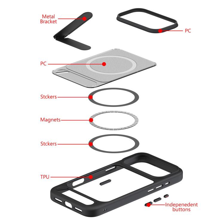 For iPhone 17 Kalebol MagSafe Invisible Tilt Holder PC Hybrid TPU Case(Grey White) - iPhone 17 Cases by Kalebol | Online Shopping South Africa | PMC TechLife | Buy Now Pay Later Mobicred