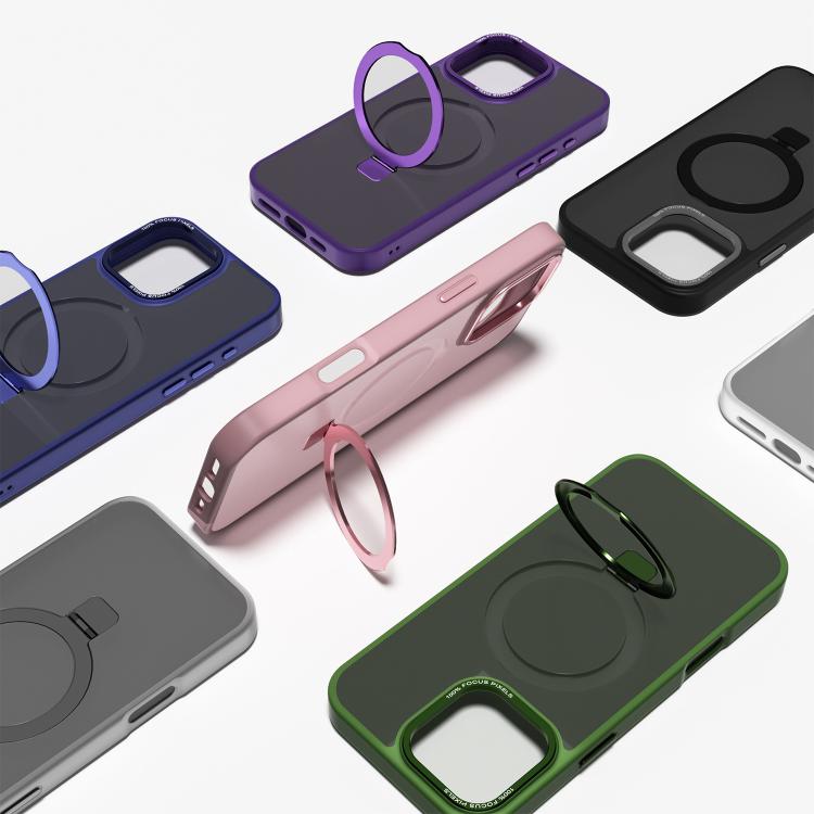 For iPhone 17 Kalebol Metal Lens Frame MagSafe Holder Frosted PC Phone Case(Frosted White) - iPhone 17 Cases by Kalebol | Online Shopping South Africa | PMC TechLife | Buy Now Pay Later Mobicred