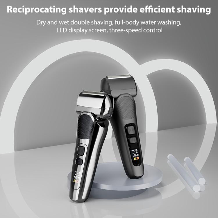 Full Body Washable LED Digital Display Reciprocating Electric Shaver(Gun Fight Black) - free shipping - PMC TechLife - Order now!