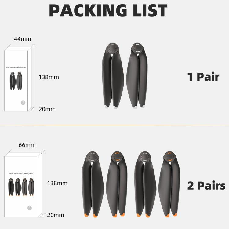 For DJI Mavic 4 Pro Sunnylife 1158F Quick-Release Propellers Blades, Type:Two Pairs(Orange Tip) - free shipping - PMC TechLife - Order now!