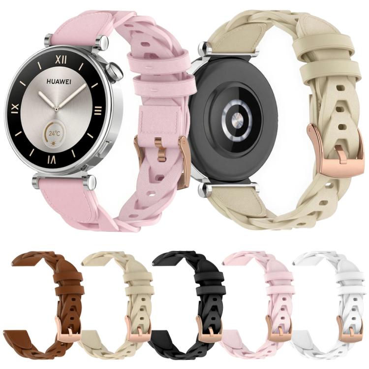 18mm Rose Gold Buckle Twist Leather Watch Band(Black) - free shipping - PMC TechLife - Order now!