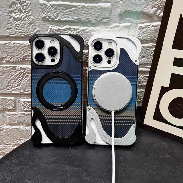 For iPhone 15 Pro Max Metal Frameless 360 Degree Rotation Holder MagSafe Phone Case(Black) - free shipping - PMC TechLife - Order now!