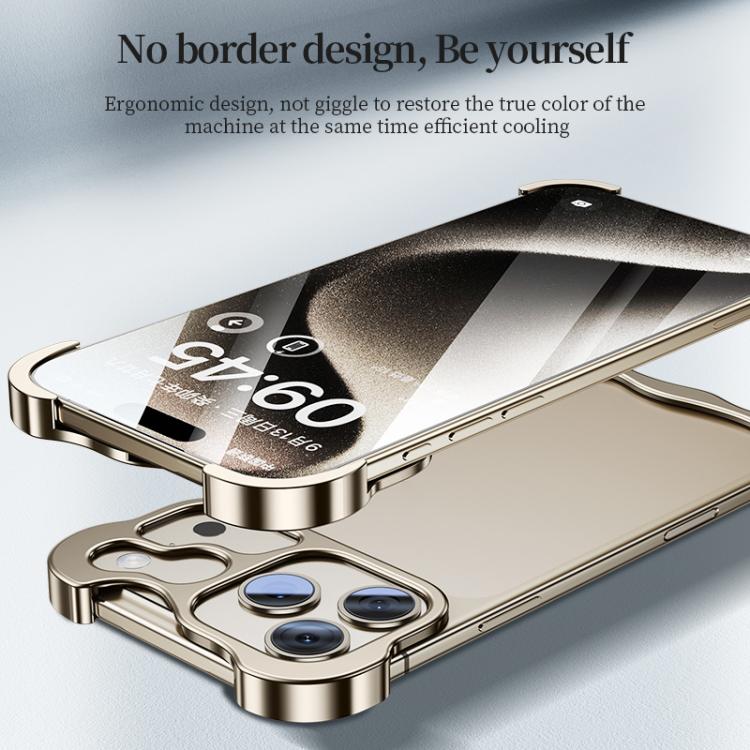 For iPhone 17 Pro Max Frameless Metal Corner Pad Phone Case with Lens Film(Gold) - free shipping - PMC TechLife - Order now!