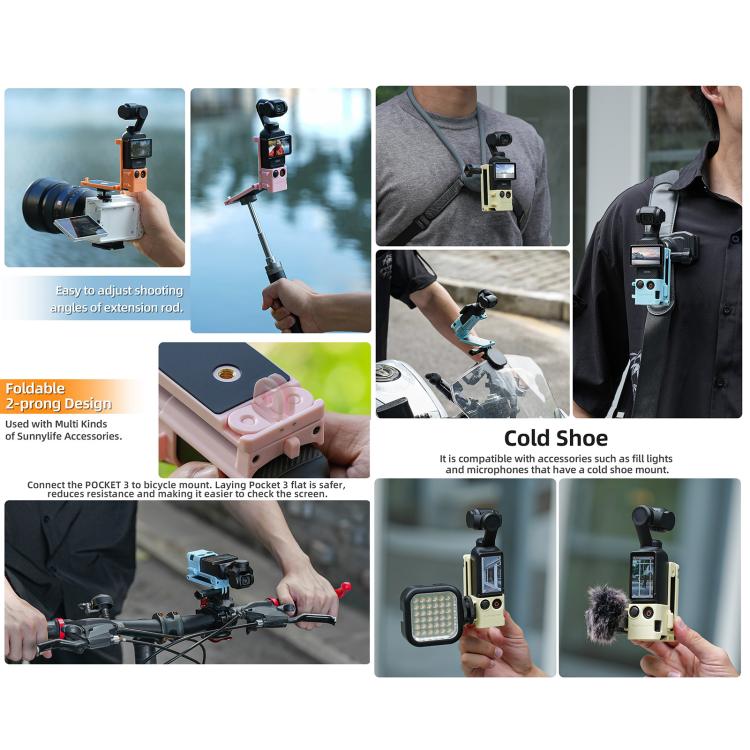 For DJI OSMO Pocket 3 Sunnylife Magnetic Mount 1/4 Adapter Cold Shoe Tabletop Base Bracket Angles Adjustable Multi Expansion Mount(Yellow) - free shipping - PMC TechLife - Order now!
