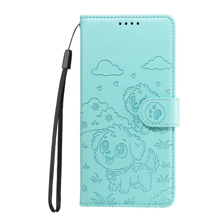 For Motorola Moto G05 / E15 Embossed Heart Dog RFID Blocking Wallet Leather Phone Case(Green) - free shipping - PMC TechLife - Order now!