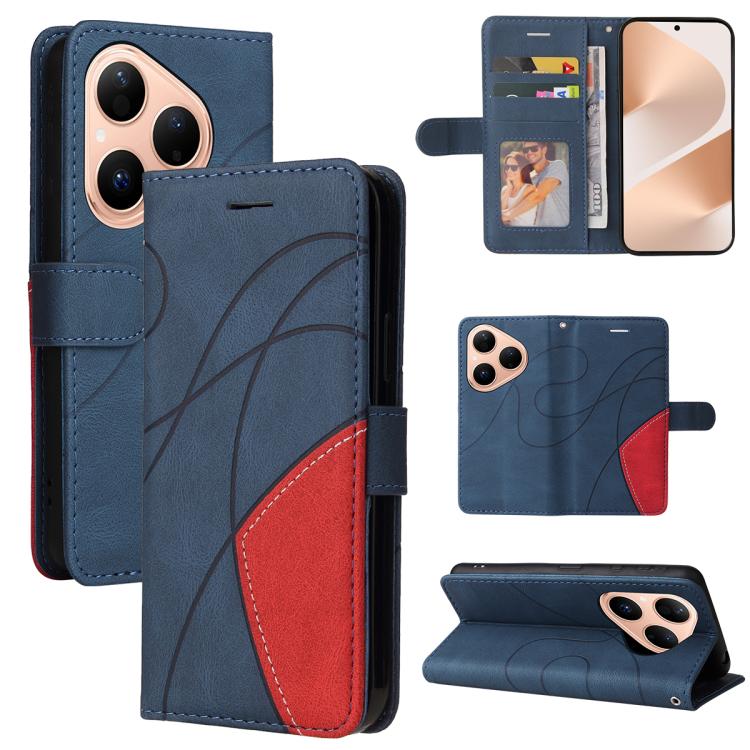 For Huawei Pura 80 5G Dual-color Splicing Flip Leather Phone Case(Blue) - free shipping - PMC TechLife - Order now!