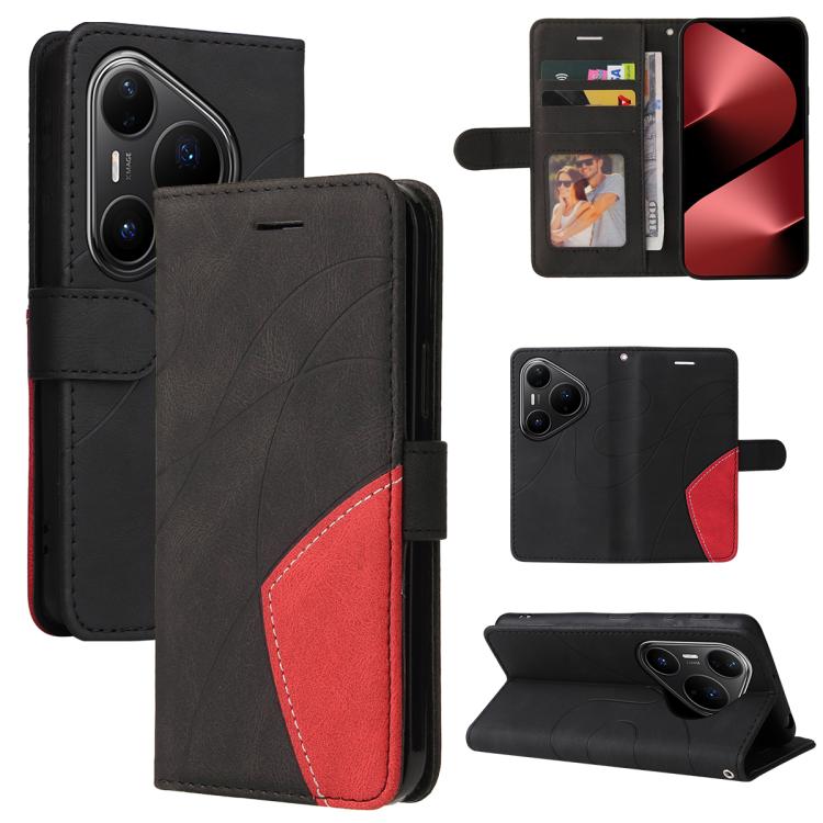 For Huawei Pura 80 Pro 5G Dual-color Splicing Flip Leather Phone Case(Black) - free shipping - PMC TechLife - Order now!