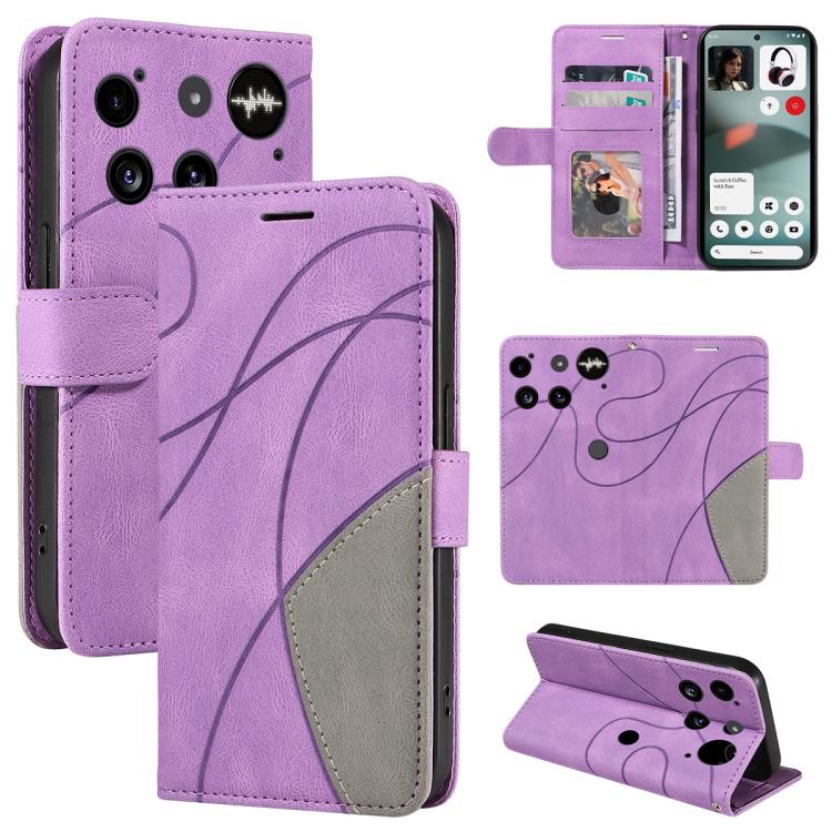 For Nothing Phone 3 Dual-color Splicing Flip Leather Phone Case(Purple) - free shipping - PMC TechLife - Order now!