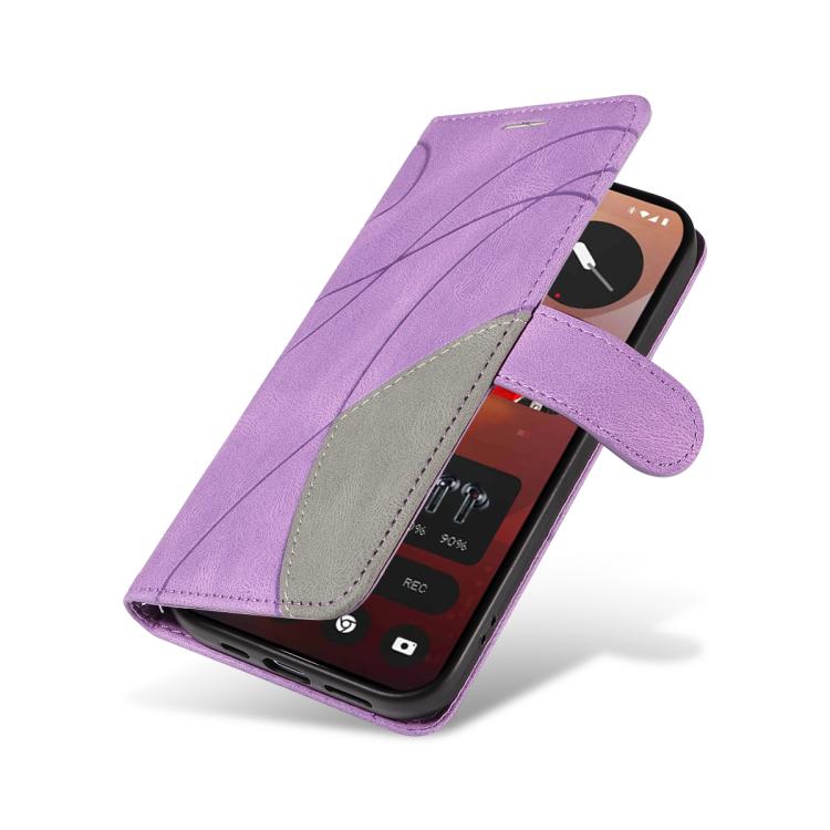 For Nothing Phone 3A Pro Dual-color Splicing Flip Leather Phone Case(Purple) - free shipping - PMC TechLife - Order now!