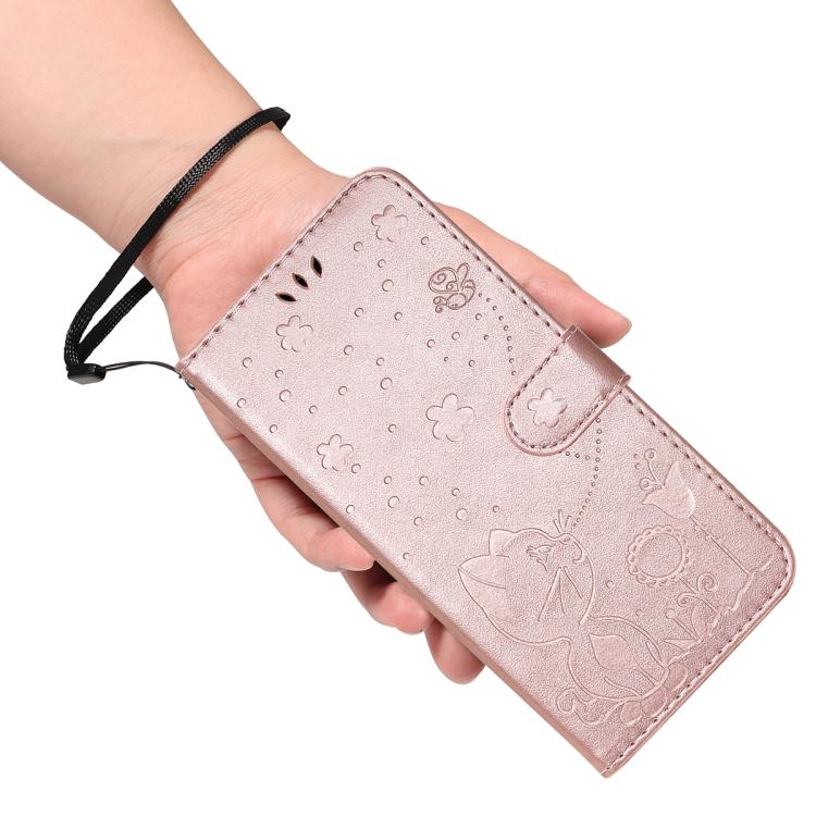 For Nothing Phone 3A Cat and Bee Embossed Flip Leather Phone Case(Rose Gold) - free shipping - PMC TechLife - Order now!