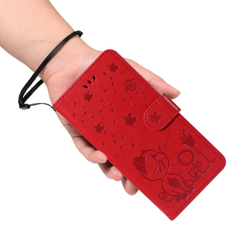 For Nothing Phone 3A Pro Cat and Bee Embossed Flip Leather Phone Case(Red) - free shipping - PMC TechLife - Order now!