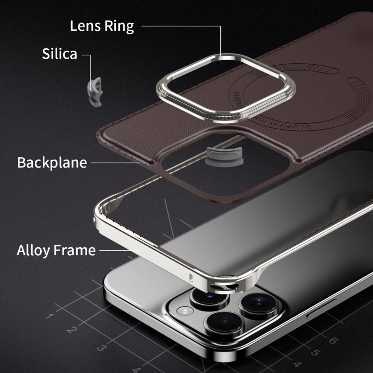 For iPhone 16 Pro J TRIBE Metal Frameless Plain Leather MagSafe Phone Case(Black) - free shipping - PMC TechLife - Order now!