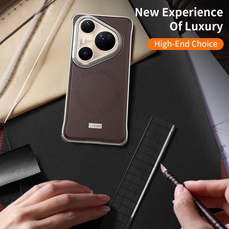 For Huawei Pura 80 5G J TRIBE Metal Frameless Plain Leather MagSafe Phone Case(Brown) - free shipping - PMC TechLife - Order now!