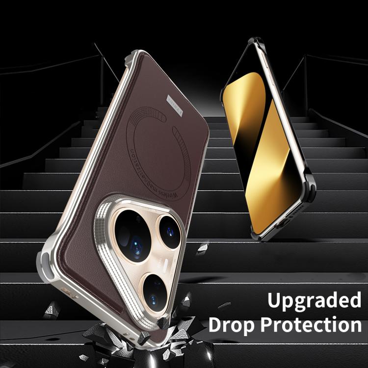 For Huawei Pura 80 5G J TRIBE Metal Frameless Plain Leather MagSafe Phone Case(Brown) - free shipping - PMC TechLife - Order now!