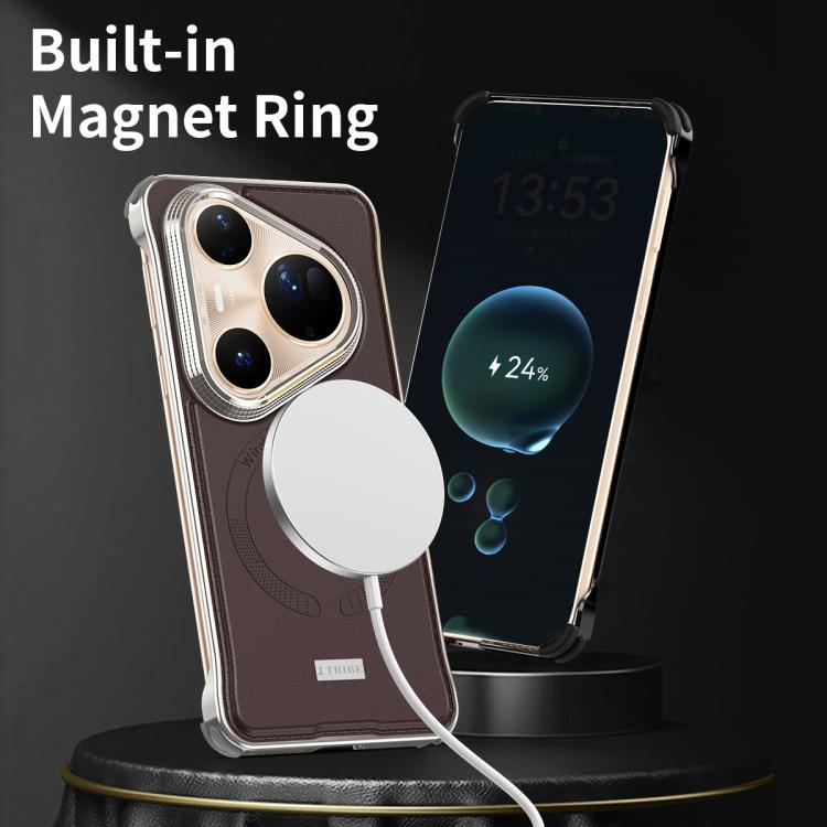 For Huawei Pura 80 5G J TRIBE Metal Frameless Plain Leather MagSafe Phone Case(Black) - free shipping - PMC TechLife - Order now!