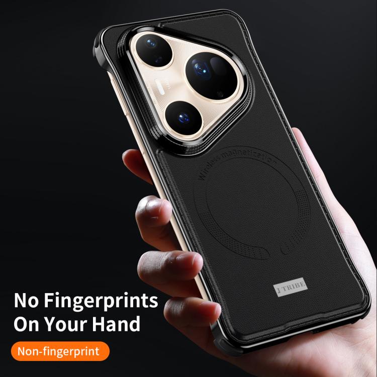 For Huawei Pura 80 5G J TRIBE Metal Frameless Plain Leather MagSafe Phone Case(Black) - free shipping - PMC TechLife - Order now!