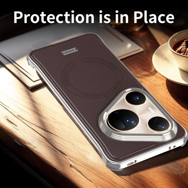 For Huawei Pura 80 5G J TRIBE Metal Frameless Plain Leather MagSafe Phone Case(Black) - free shipping - PMC TechLife - Order now!