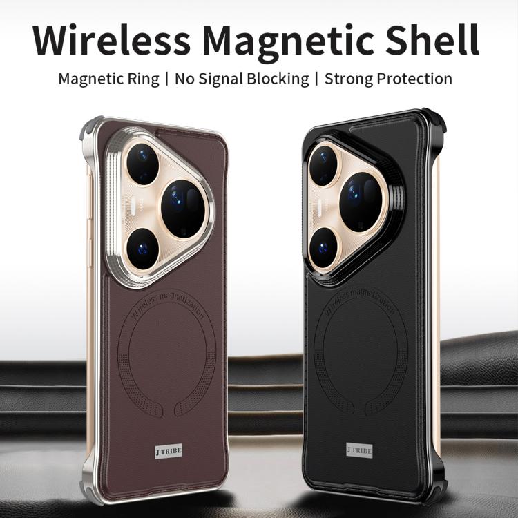 For Huawei Pura 80 Pro 5G J TRIBE Metal Frameless Plain Leather MagSafe Phone Case(Brown) - free shipping - PMC TechLife - Order now!