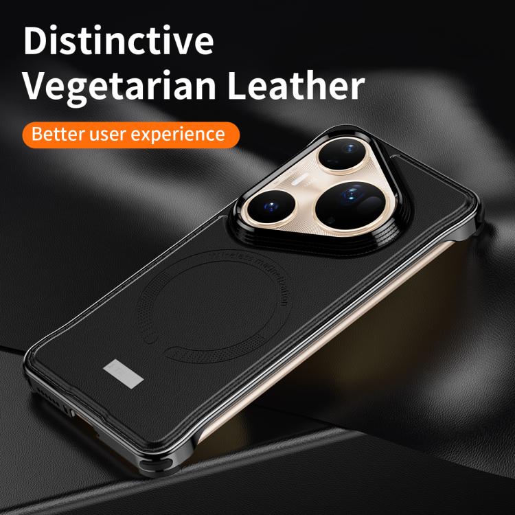 For Huawei Pura 80 Pro 5G J TRIBE Metal Frameless Plain Leather MagSafe Phone Case(Black) - free shipping - PMC TechLife - Order now!