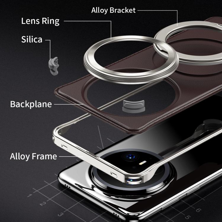 For Huawei Mate 60 Metal Frameless Plain Leather MagSafe Holder Phone Case(Brown) - free shipping - PMC TechLife - Order now!