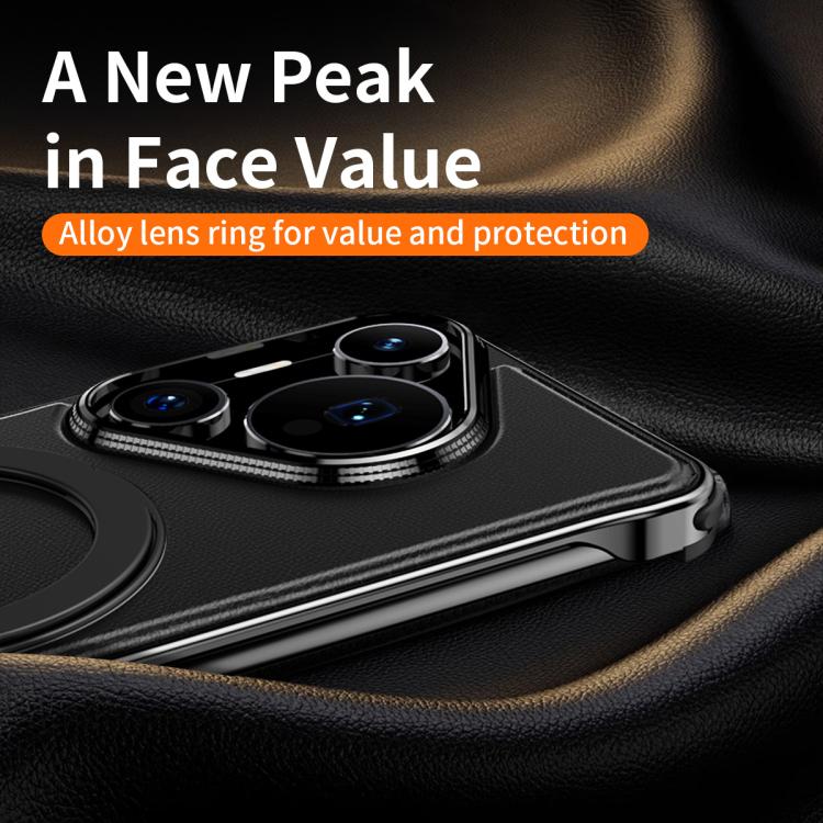 For Huawei Pura 70 Metal Frameless Plain Leather MagSafe Holder Phone Case(Black) - free shipping - PMC TechLife - Order now!