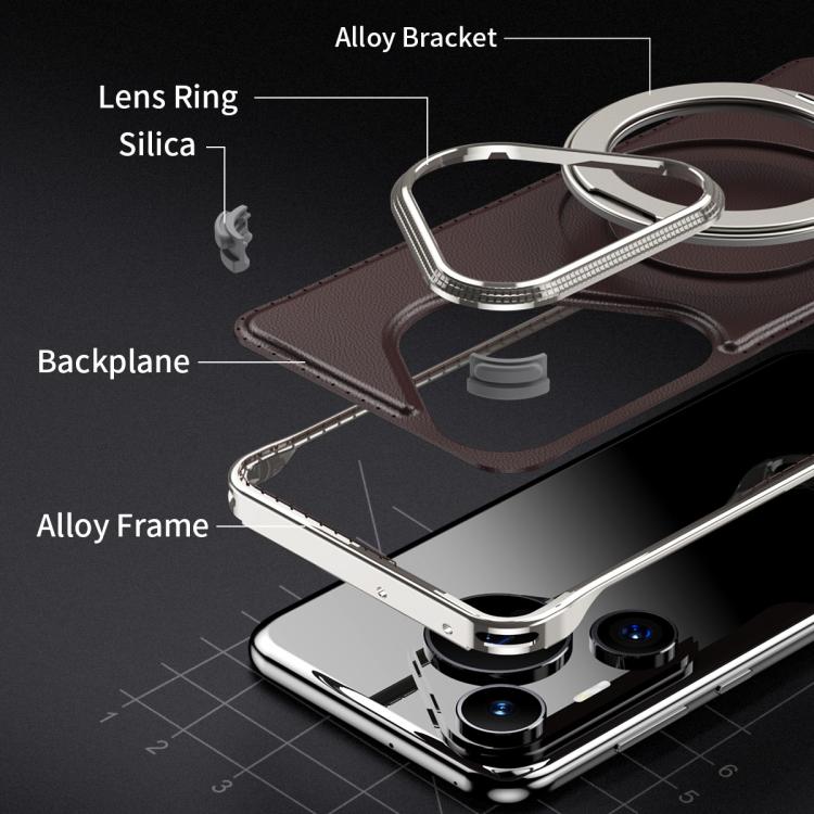 For Huawei Pura 70 Pro+ Metal Frameless Plain Leather MagSafe Holder Phone Case(Black) - free shipping - PMC TechLife - Order now!