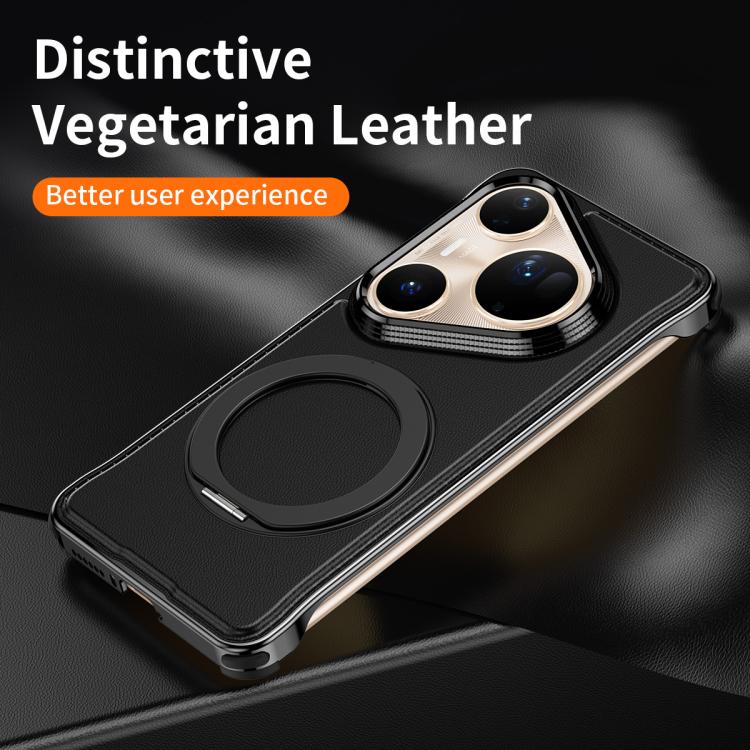 For Huawei Pura 80 Pro 5G Metal Frameless Plain Leather MagSafe Holder Phone Case(Brown) - free shipping - PMC TechLife - Order now!