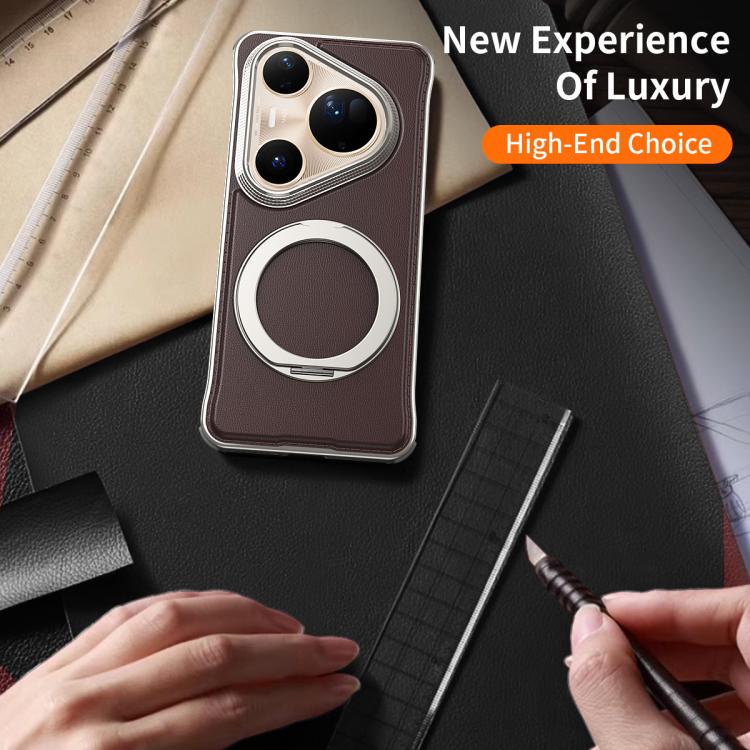 For Huawei Pura 80 Pro 5G Metal Frameless Plain Leather MagSafe Holder Phone Case(Black) - free shipping - PMC TechLife - Order now!