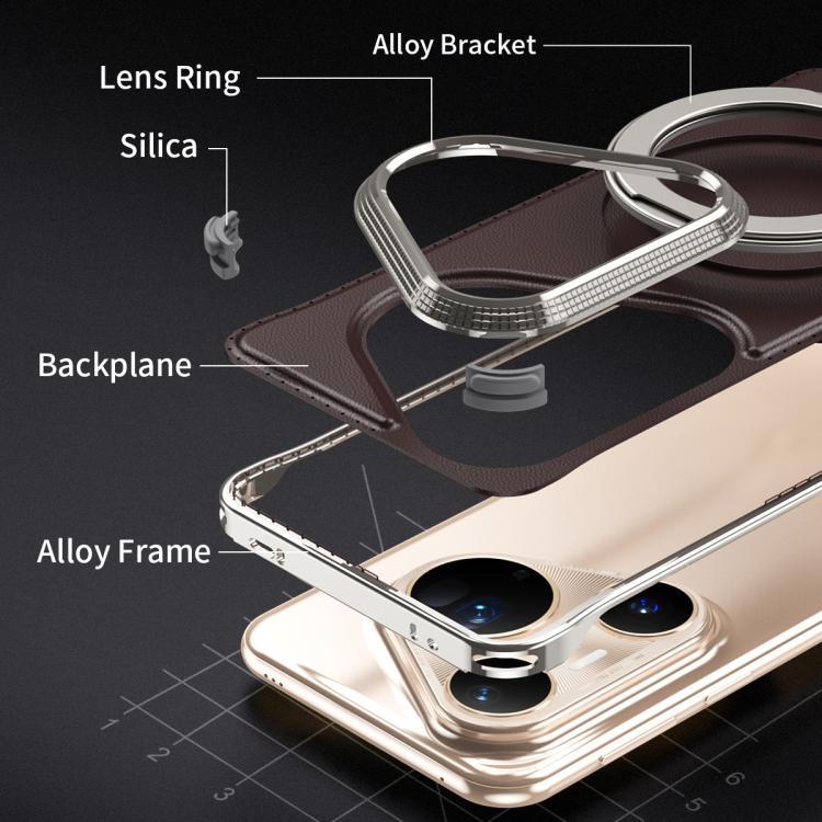 For Huawei Pura 80 Pro 5G Metal Frameless Plain Leather MagSafe Holder Phone Case(Black) - free shipping - PMC TechLife - Order now!