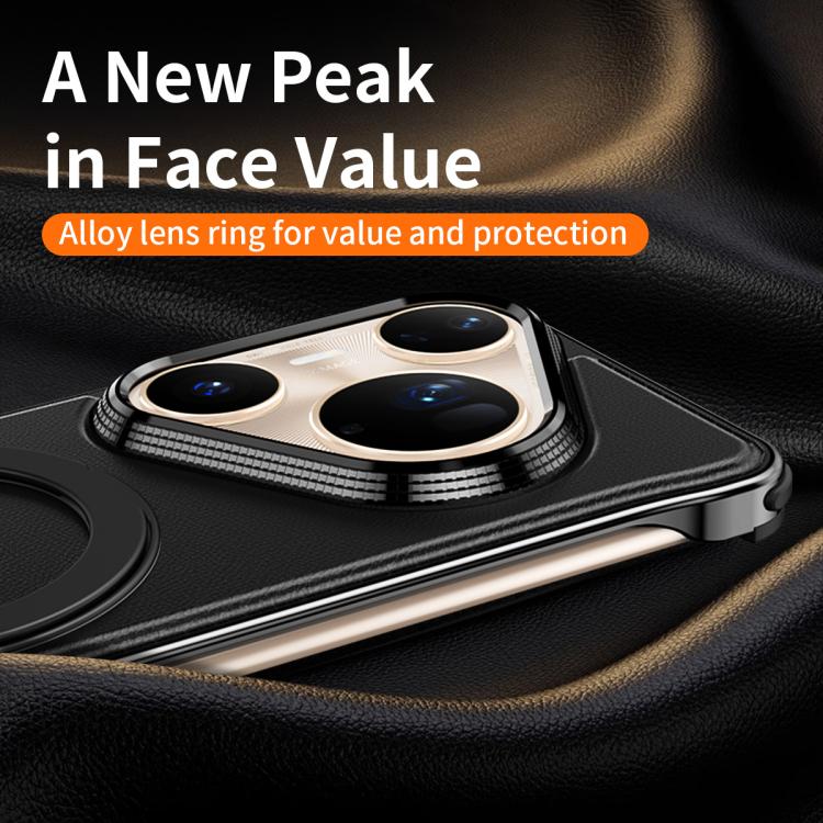 For Huawei Pura 80 Pro 5G Metal Frameless Plain Leather MagSafe Holder Phone Case(Black) - free shipping - PMC TechLife - Order now!