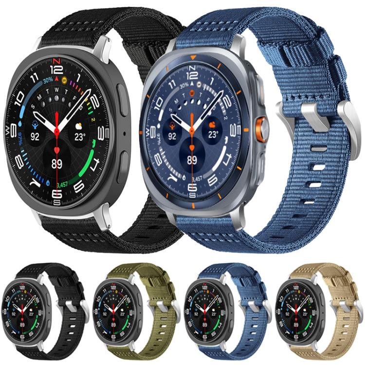 For Samsung Galaxy Watch 7 / 6 / 5 / FE xDfind Two-section Nylon Watch Band(Khaki) - free shipping - PMC TechLife - Order now!