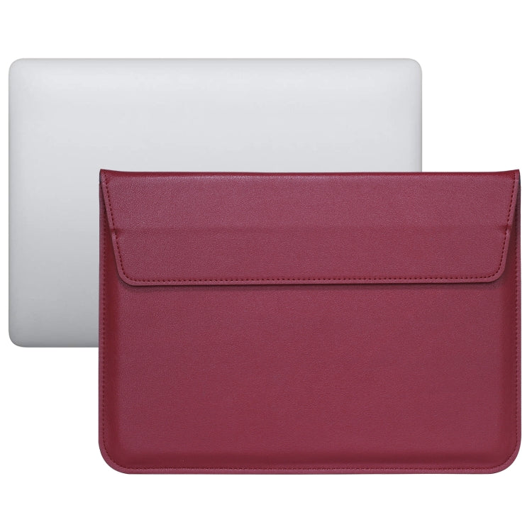 PU Leather Ultra-thin Envelope Bag Laptop Bag for MacBook Air / Pro 15 inch, with Stand Function(Wine Red) - Protective Bags by PMC Jewellery | Online Shopping South Africa | PMC Jewellery | Buy Now Pay Later Mobicred