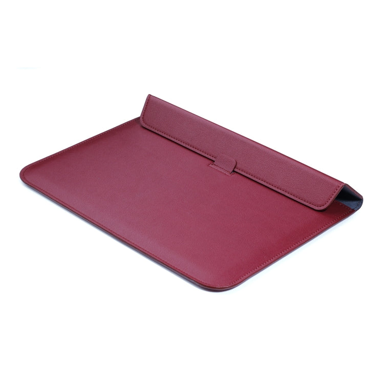 PU Leather Ultra-thin Envelope Bag Laptop Bag for MacBook Air / Pro 15 inch, with Stand Function(Wine Red) - Protective Bags by PMC Jewellery | Online Shopping South Africa | PMC Jewellery | Buy Now Pay Later Mobicred