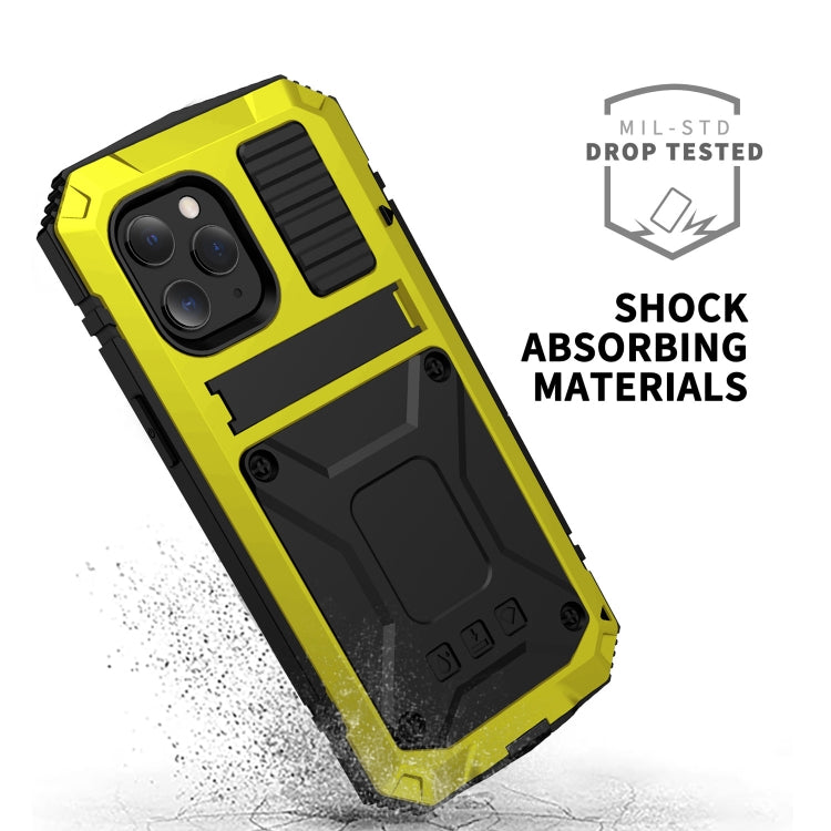 For iPhone 12 mini R-JUST Shockproof Waterproof Dust-proof Metal + Silicone Protective Case with Holder (Yellow) - free shipping - PMC TechLife - Order now!