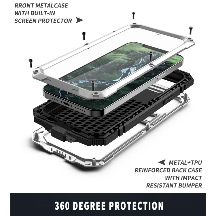 For iPhone 12 mini R-JUST Shockproof Waterproof Dust-proof Metal + Silicone Protective Case with Holder (Silver) - iPhone 12 mini Cases by R-JUST | Online Shopping South Africa | PMC TechLife | Buy Now Pay Later Mobicred