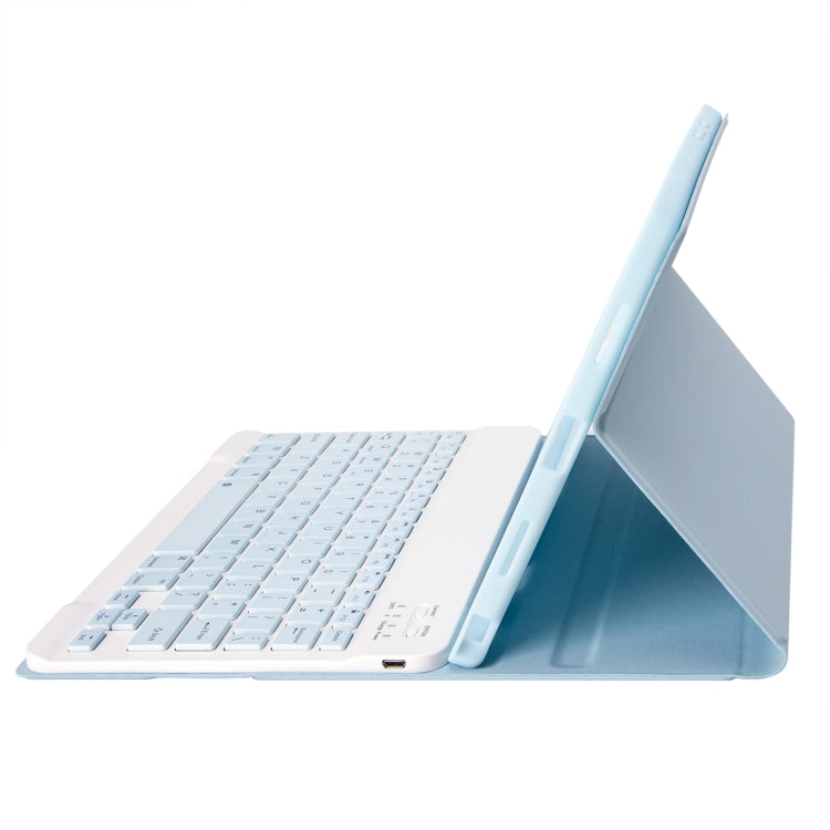 For iPad Air 11 2024/Air 4 2020/Air 5 2022 A098B Detachable ABS Ultra-thin Candy Colors Bluetooth Keyboard Tablet Case with Stand & Pen Slot(Light Blue) - For iPad Air by PMC Jewellery | Online Shopping South Africa | PMC Jewellery | Buy Now Pay Later Mobicred