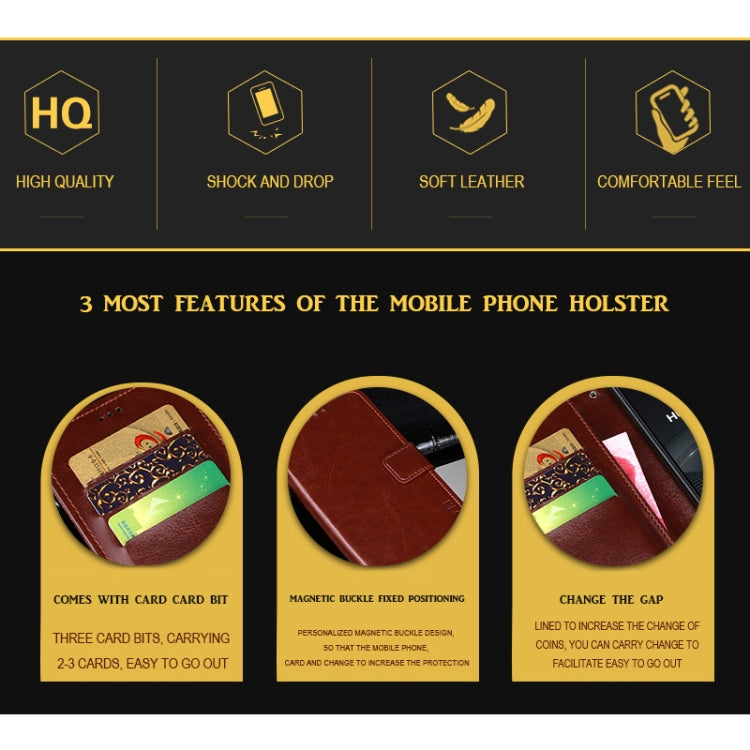 For Umidigi A7 idewei Crazy Horse Texture Horizontal Flip Leather Case with Holder & Card Slots & Wallet(Brown) - More Brand by idewei | Online Shopping South Africa | PMC Jewellery | Buy Now Pay Later Mobicred