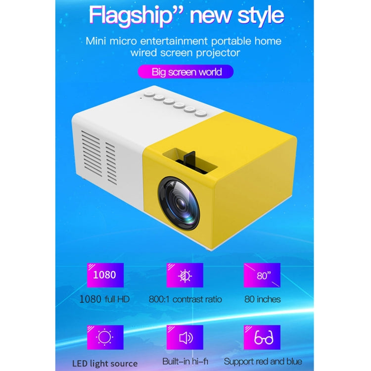 J9 1920x1080P 15 ANSI Portable Home Theater Mini LED HD Digital Projector, Basic Version, AU Plug(Yellow White) - Mini Projector by PMC Jewellery | Online Shopping South Africa | PMC Jewellery | Buy Now Pay Later Mobicred