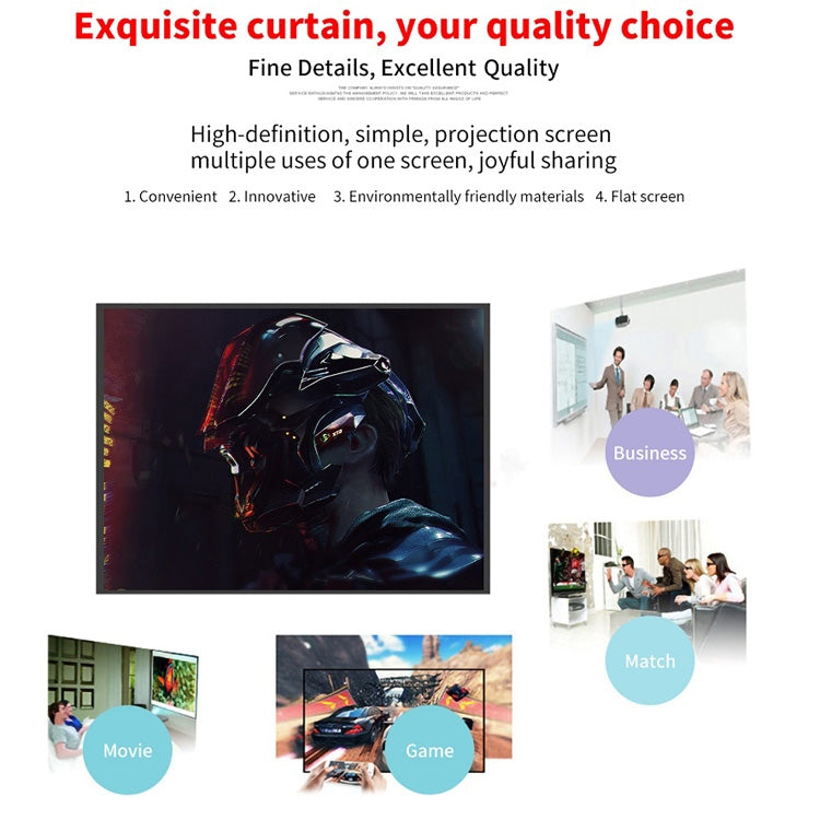 Simple Folding Thin Polyester Projector Film Curtain, Size:120 inch (16:9) Projection Area: 265 x 150cm - free shipping - PMC TechLife - Order now!