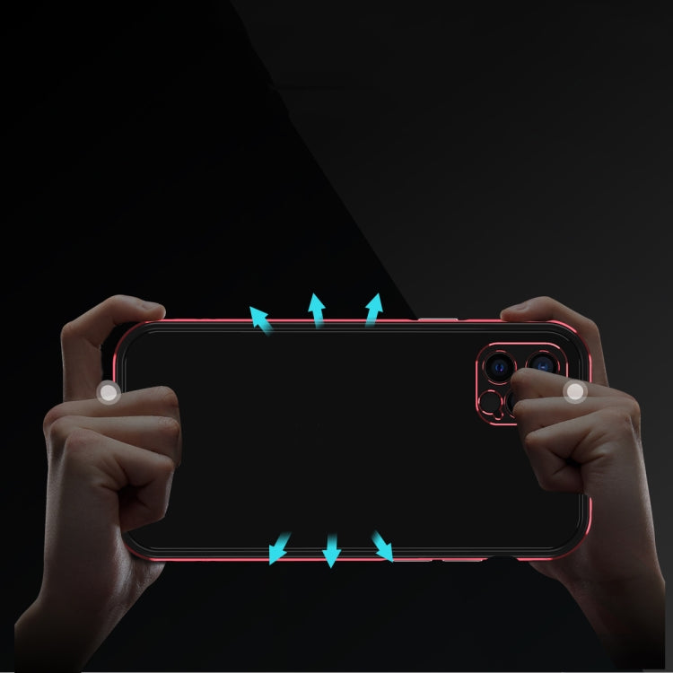 For iPhone 12 Aurora Series Lens Protector + Metal Frame Protective Case(Black Red) - iPhone 12 / 12 Pro Cases by PMC TechLife | Online Shopping South Africa | PMC TechLife