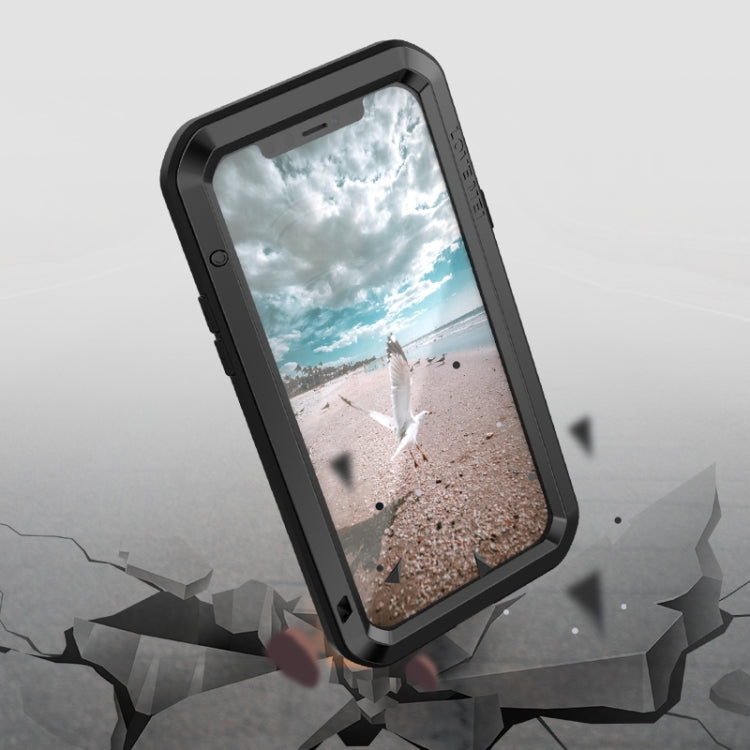 For iPhone 12 Pro LOVE MEI Metal Shockproof Life Waterproof Dustproof Protective Case(Black) - iPhone 12 / 12 Pro Cases by LOVE MEI | Online Shopping South Africa | PMC TechLife | Buy Now Pay Later Mobicred