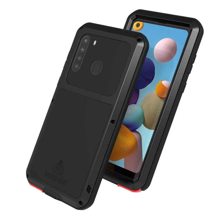 For Samsung Galaxy A21 (US Version) LOVE MEI Metal Shockproof Waterproof Dustproof Protective Case with Glass(Army Green) - Galaxy Phone Cases by LOVE MEI | Online Shopping South Africa | PMC TechLife | Buy Now Pay Later Mobicred