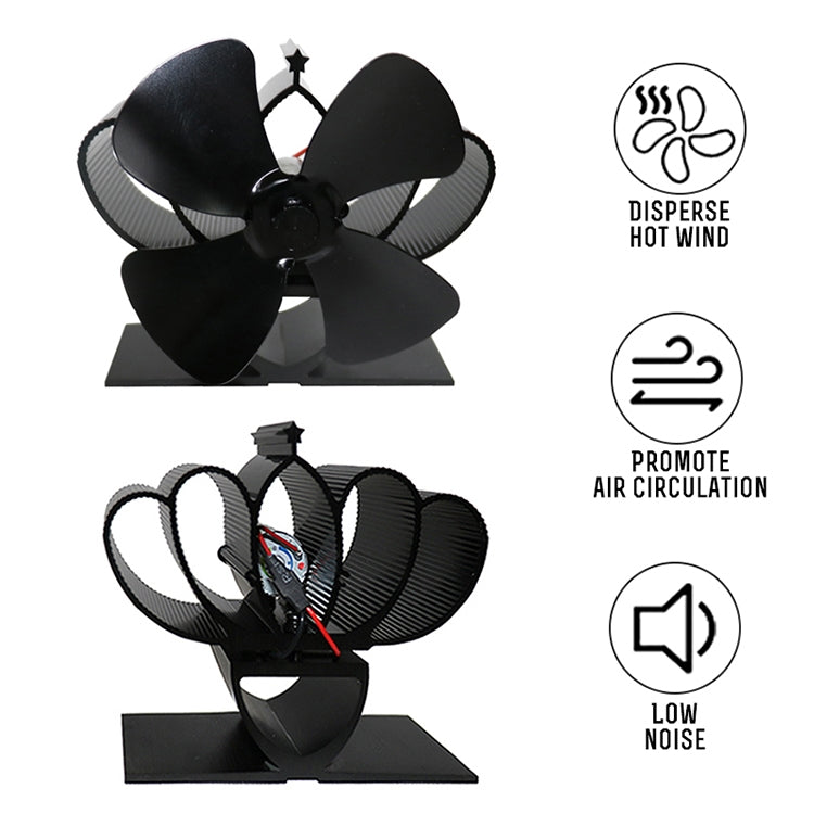 YL201 4-Blade High Temperature Metal Heat Powered Fireplace Stove Fan (Black) - Fireplace Fan by PMC TechLife | Online Shopping South Africa | PMC TechLife